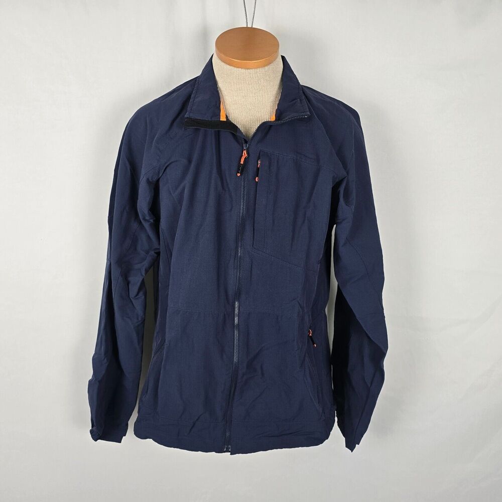Orvis Windbreaker Men's Medium Navy Blue Full Zip Up with Zipper Pockets